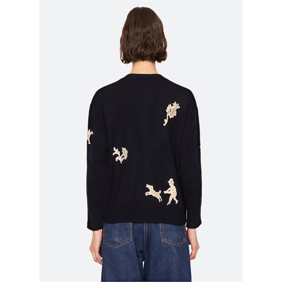 Sea New York MIKA Applique Cardigan, Navy